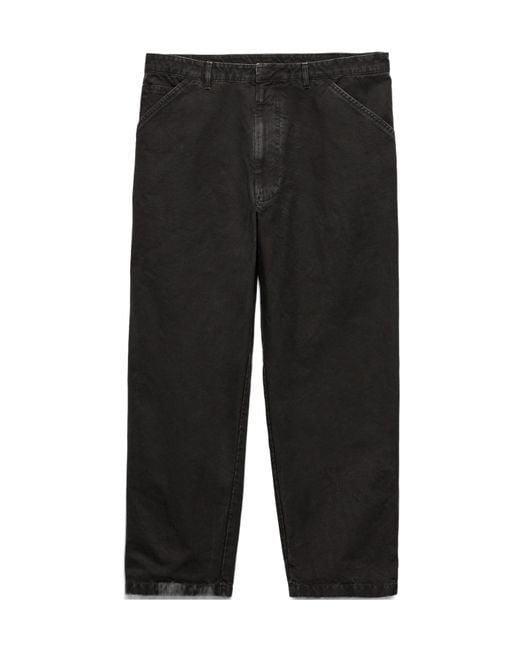 Prada Black Logo Detailed Wide-Leg Jeans for men