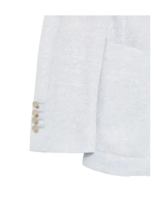 Eleventy White Double-Breasted Suit Jacket for men