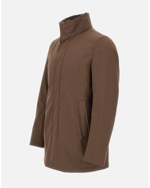 Herno Brown Stand-Collar Parka for men