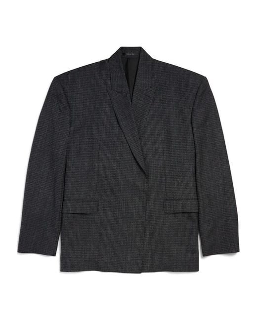Balenciaga Black Check Detailed Tailored Jacket for men