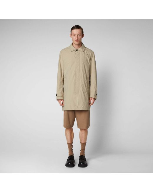 Save The Duck Natural Long-Sleeved Single-Breasted Coat for men