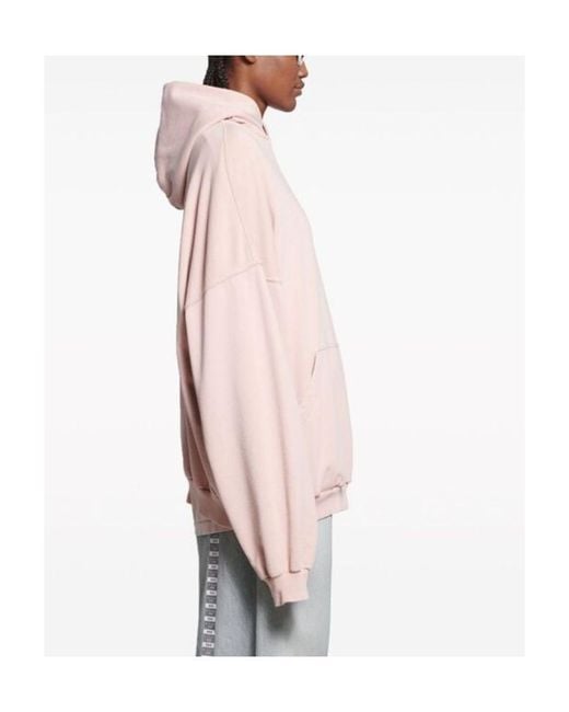 Balenciaga Pink Logo Embroidered Hoodie