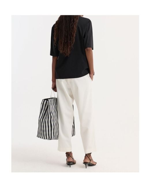 Rohe White Cropped Wide Leg Trousers