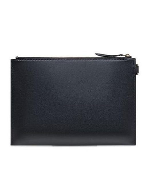 Lanvin Black Logo Printed Zipped Clutch Bag