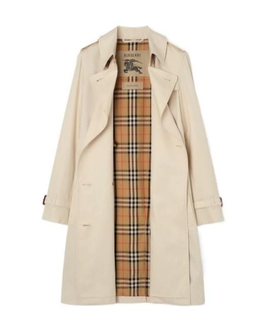 Burberry Natural Mid-Length Tropical Gabardine Kensington Trench Coat