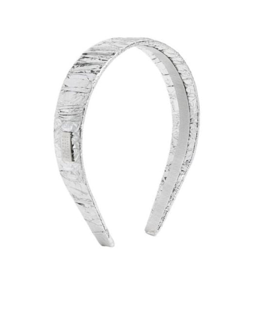 MM6 by Maison Margiela White Logo-Plaque Metallic Headband