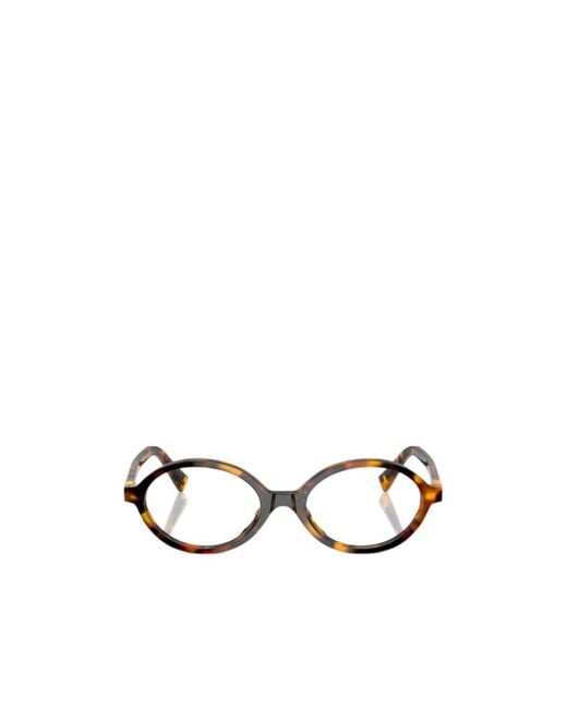 Miu Miu White Eyewear Oval Frame Full Rim Glasses