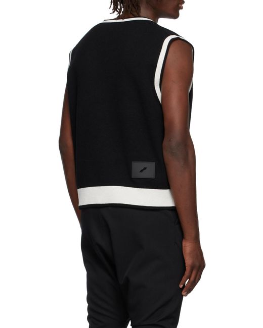 we11done Black Logo-Patch Wool-Blend Vest for men