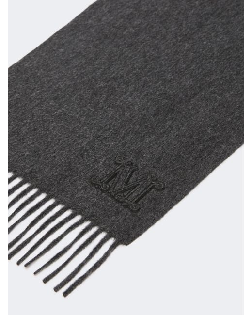 Max Mara Black Cashmere Stole With Monogram Embroidery
