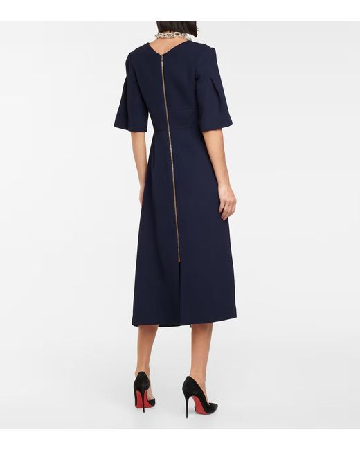 Roland Mouret Blue V-Neck Zipper Dress