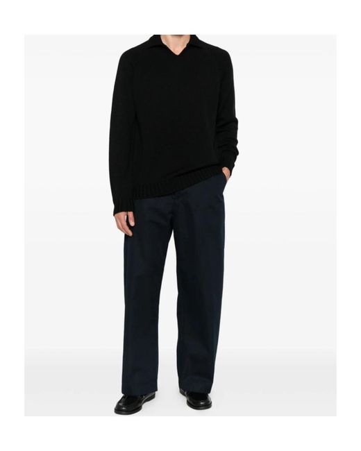 Zanone Black Polo-Neck Wool Sweater for men