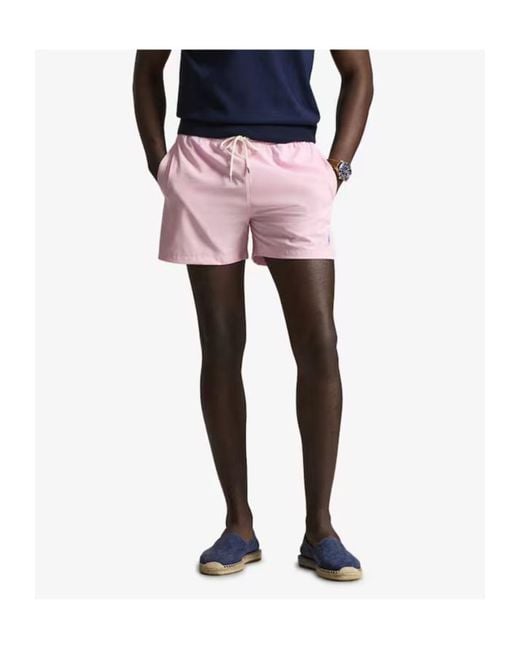 Polo Ralph Lauren Pink Logo Embroidered Drawstring Swim Bottoms for men