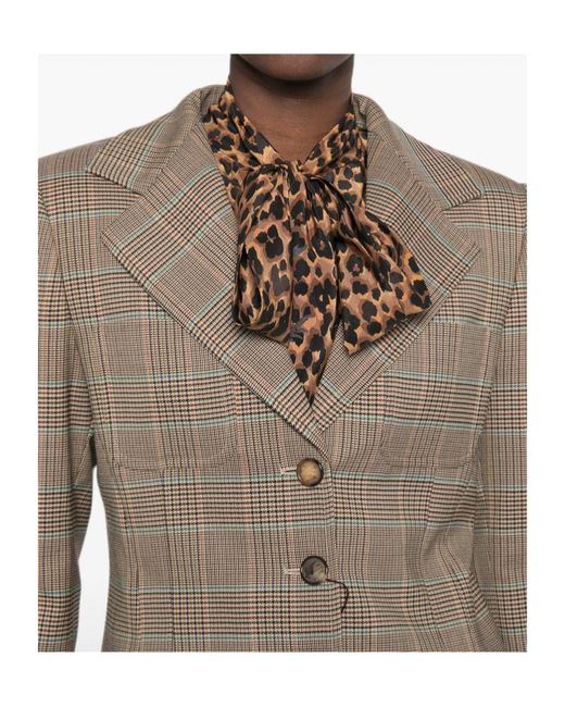 Etro Brown Check-Pattern Blazer