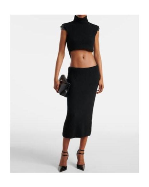 Sportmax Black Arabba Wool And Cashmere Midi Dress