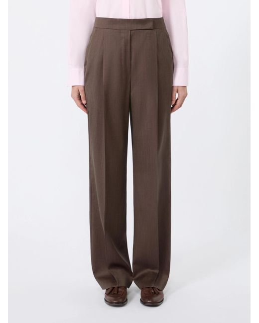 Max Mara Brown Wool And Silk Blend Trousers