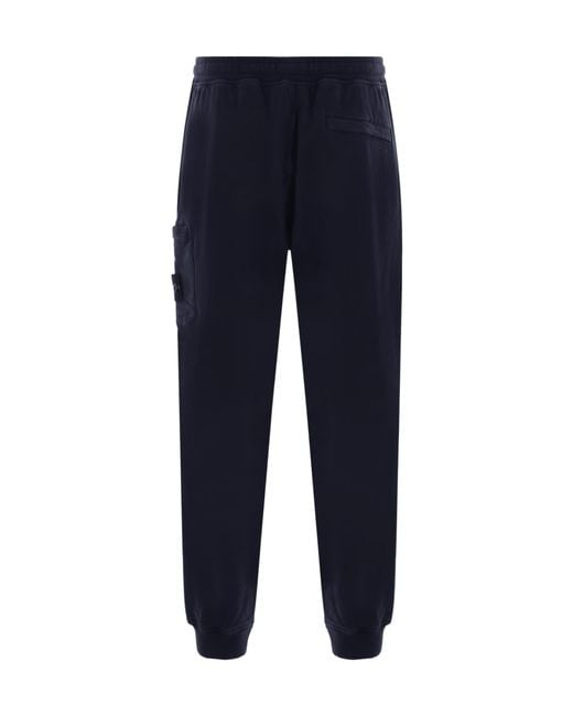 Stone Island Blue Logo Patch Drawstring Trousers for men