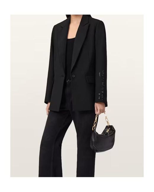 AllSaints Black Ottie Relaxed Skull Blazer
