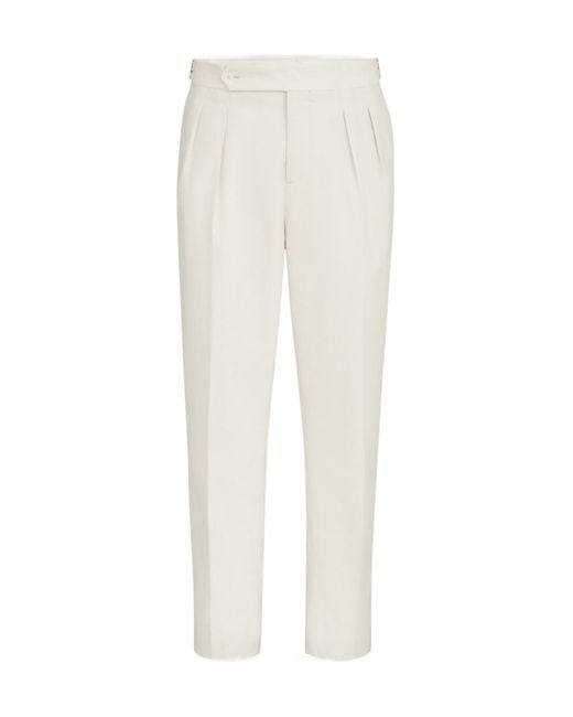 Brunello Cucinelli White Pleated Tailored Pants for men