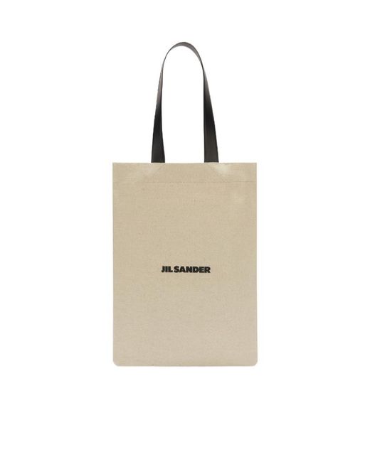 Jil Sander Natural Logo Printed Top Handle Bag for men