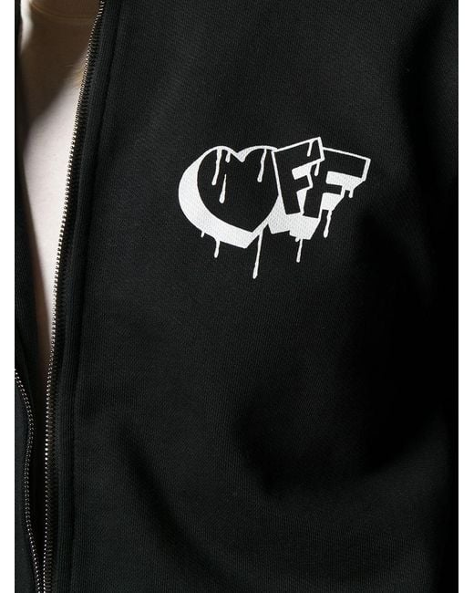 Off-White c/o Virgil Abloh Black Dropping Heart Logo Print Hoodie