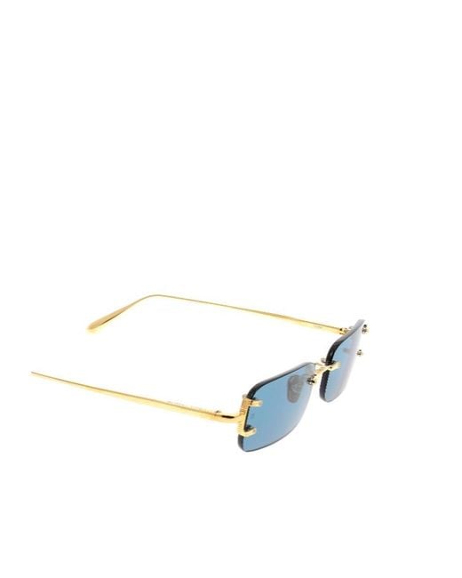 Linda Farrow Blue Rectangular Frame Sunglasses