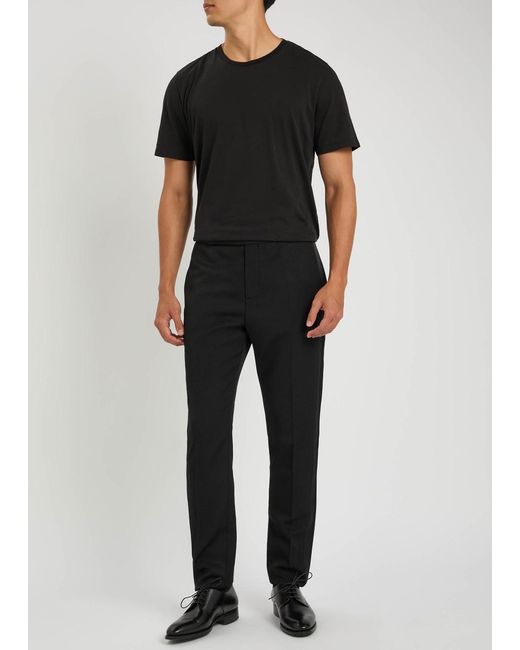Saint Laurent Black Logo-Embroidered Cotton T-Shirt for men