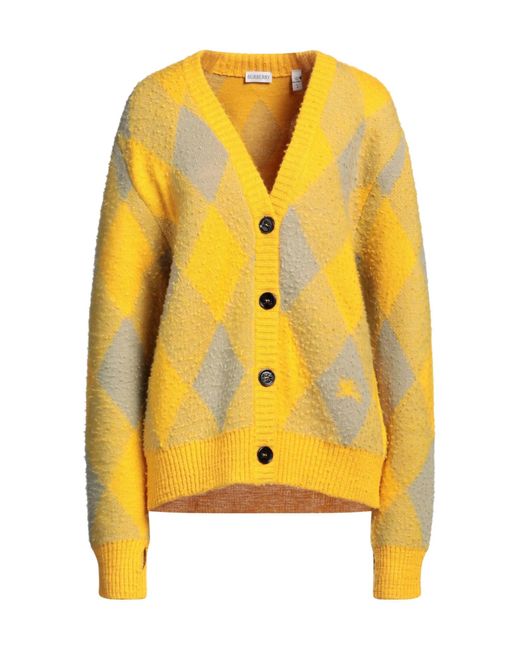 Burberry Yellow Geometric Pattern Knitted Long-Sleeve Top