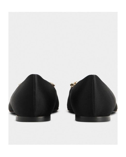 Roger Vivier Black Flower Strass Button Ballet Shoes