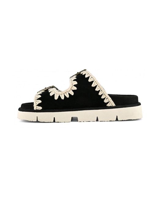 Mou Black Logo Slippers