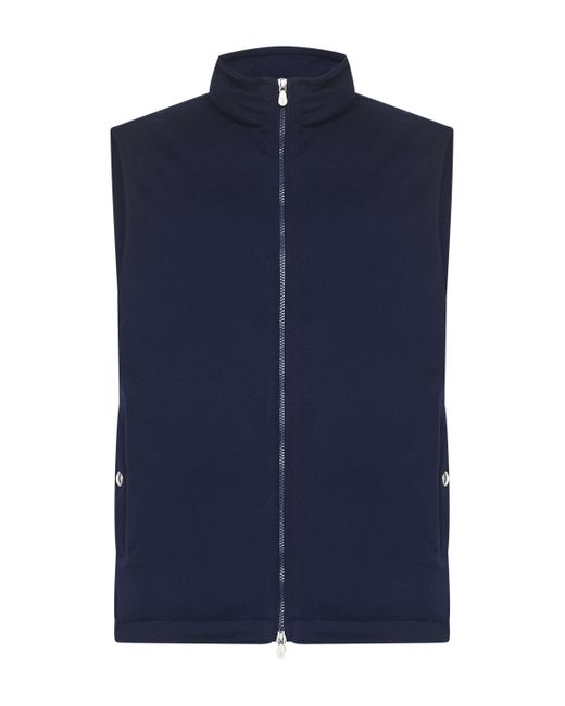 Brunello Cucinelli Blue Wool Canvas Padded Vest for men