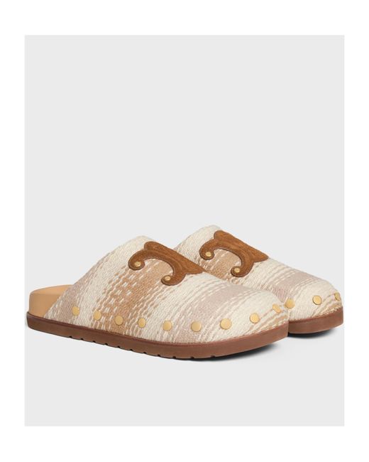【CELINE】BROWN PITEA CLOGS●363013954C18NC CELINE PITEA CLOG IN Suede Calfskin - COGNAC | CELINE