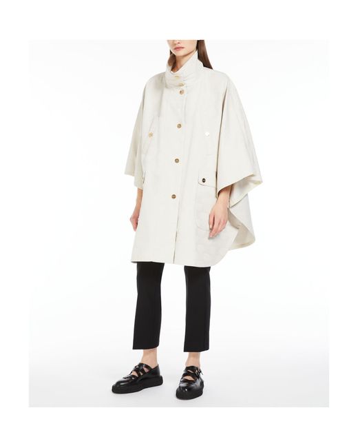 Max Mara White Monogrammed Button-Up Coat