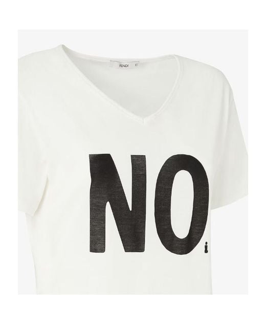 Fendi White Ivory Jersey T-Shirt With Noi Print