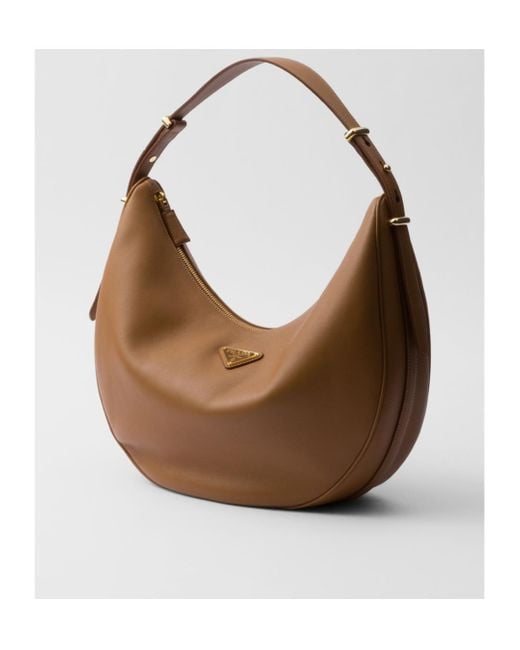 Prada Brown Arqué Zip-Up Large Shoulder Bag