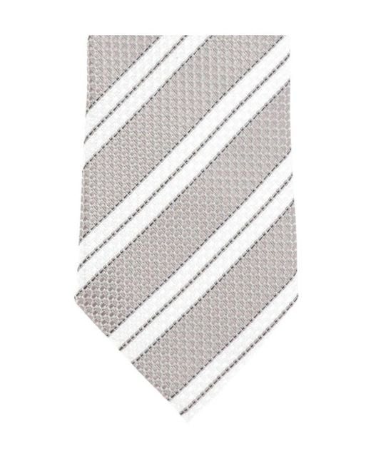 Zegna White Textured Striped Tie for men