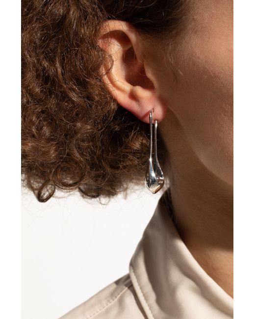 Lemaire White Bar-Pin Fastened Drop Earrings