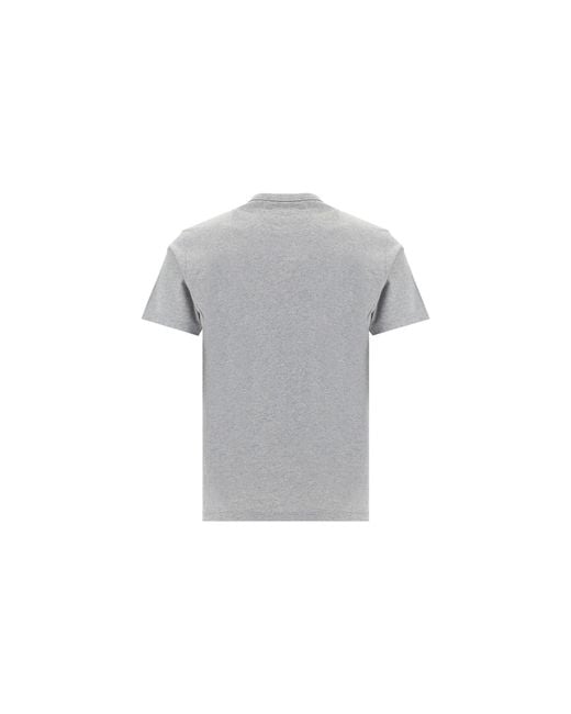 Maison Kitsuné Gray Embroidered-Logo Pocket T-Shirt for men