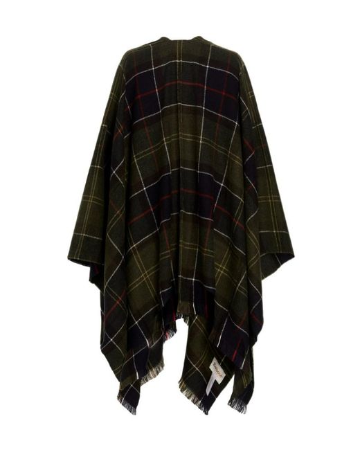 Barbour Black Tartan Fringed Edge Shawl