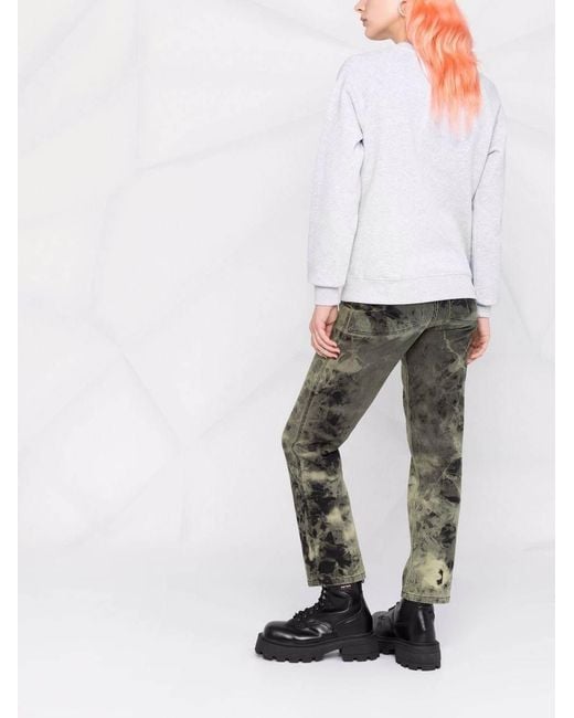 MSGM White Logo-Printed Crewneck Sweater for men