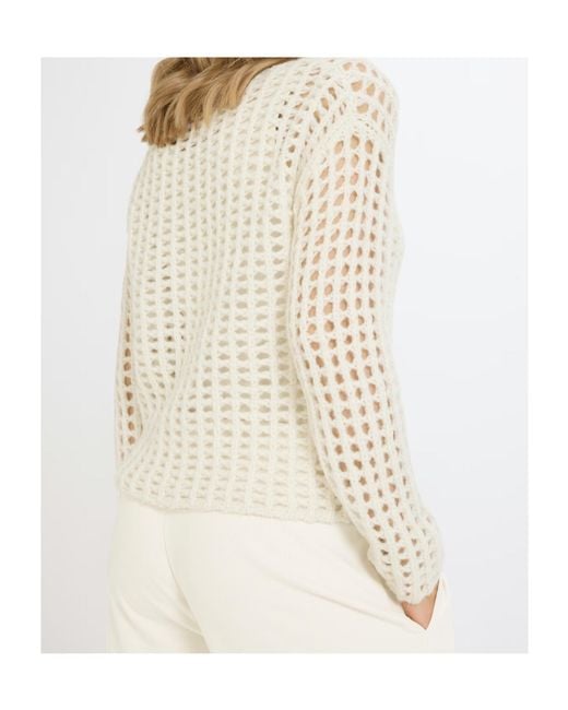 Juvia White Openwork Knit Sweater
