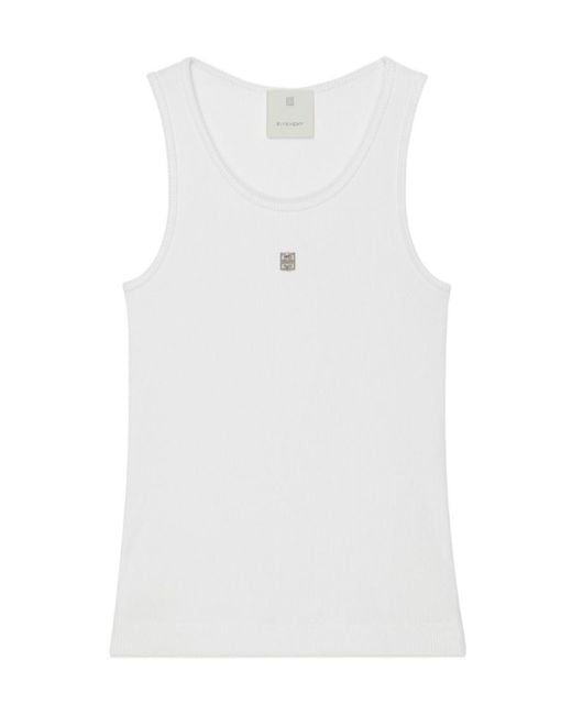 Givenchy White 4G Plaque Extra Slim Fit Tank Top