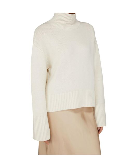 Lisa Yang White Fleur Turtleneck Sweater