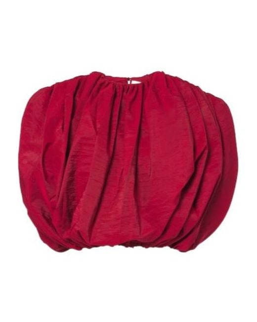 Magda Butrym Red Silk-Blend Taffeta Crop Top
