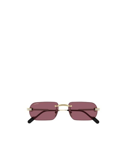 Cartier Purple Rimless Square Sunglasses for men
