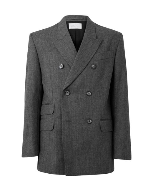 AMI Black Loosefit Doublebreasted Blazer for men