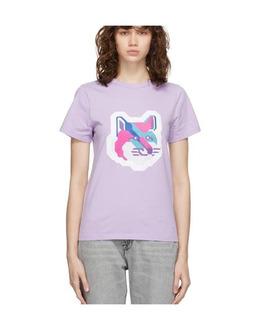 Maison Kitsuné Purple Pattern Printed T-Shirt
