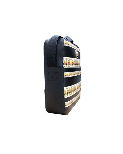 Versace Blue Logo Printed Shoulder Bag for men