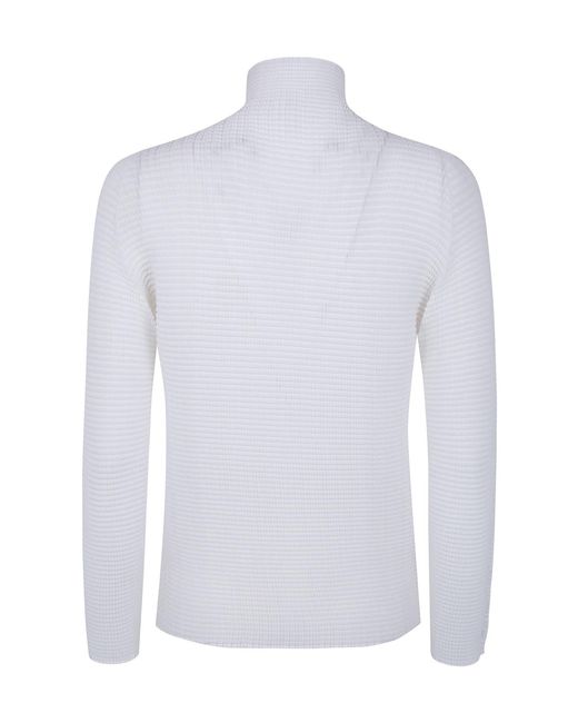 Issey Miyake White Pleated Knitted Top