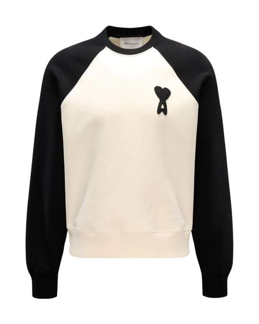 AMI Black Ami Raglan Logo-Appliqué Sweatshirt for men