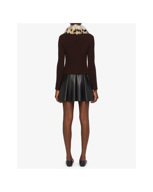 Givenchy Brown Fur Collared Button-Up Cardigan